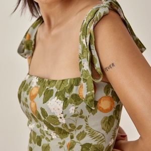 NWOT Reformation Ellora Orange Grove Tie Straps Top Size 10
